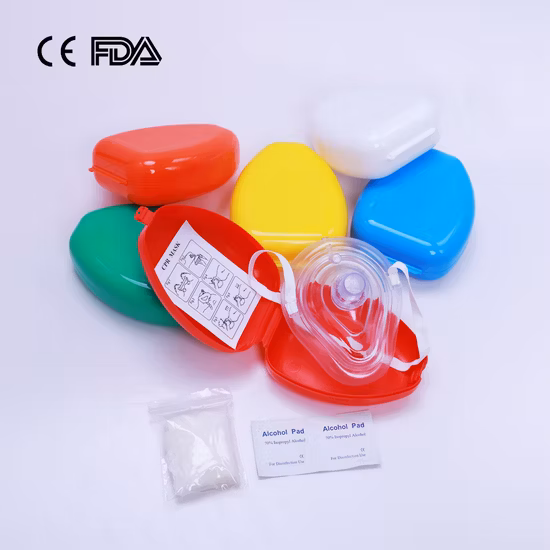 CPR Mask Disposable CPR Pocket Mask Emergency Medical Mouth-to-Mouth Breathing CPR Mask Outdoor First Aid CPR Face Mask with CE, ISO