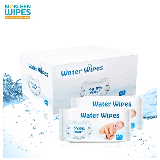 Biokleen Fabricante OEM Pure Newborn Organic Waterwipes Natural Compostable Purest Baby Biodegradable Organic Baby Water Wipes para bebés UK Pure 99.9